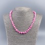 Necklace made of natural mother-of-pearl (toned) raspberry round beads, 8 mm diameter, approx. 48 cm length