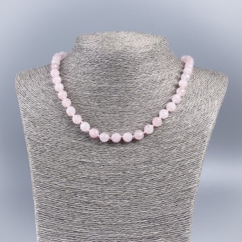 Natural stone necklace Rose Quartz faceted bead, 8 mm diameter, 50 cm length