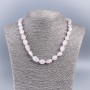 Natural stone necklace Pink quartz, faceted rondelle, diameter 10x12 mm, length 50 cm ±