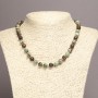 Natural Stone Necklace with Green Jasper, Smooth Bead, 8 mm Diameter, 45 cm Length