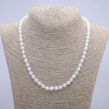 Adularia Natural Stone Necklace - Smooth Beads, 8mm Diameter, 45cm Length +