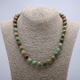 Natural Stone Necklace in Green Jasper, Smooth Beads, 10 mm Diameter, 46 cm Length