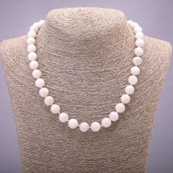 Natural adularia necklace with smooth beads, 10 mm diameter, 45 cm length