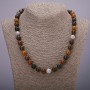 Necklace of Assorted Natural Stone Beads, Smooth Round Beads, 10 mm Diameter, 45 cm Length