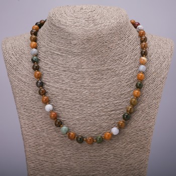 Natural stone necklace Assortment - smooth bead, diameter 8 mm (±), length 48 cm