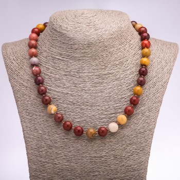 Mookaite Jasper Necklace with Smooth Beads, 10 mm Diameter, 48 cm Length