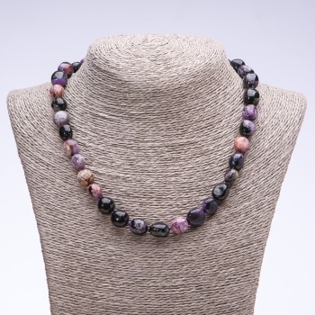 Charoite Natural Stone Necklace, Faceted, 10 mm Diameter, 45 cm Length