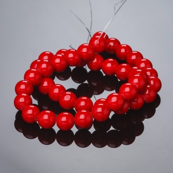 Coral Beads Smooth Ball (Pressed) 10mm 37 cm Strand