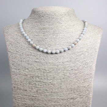 Aquamarine necklace with faceted beads, diameter 5.5 mm, length 48 cm