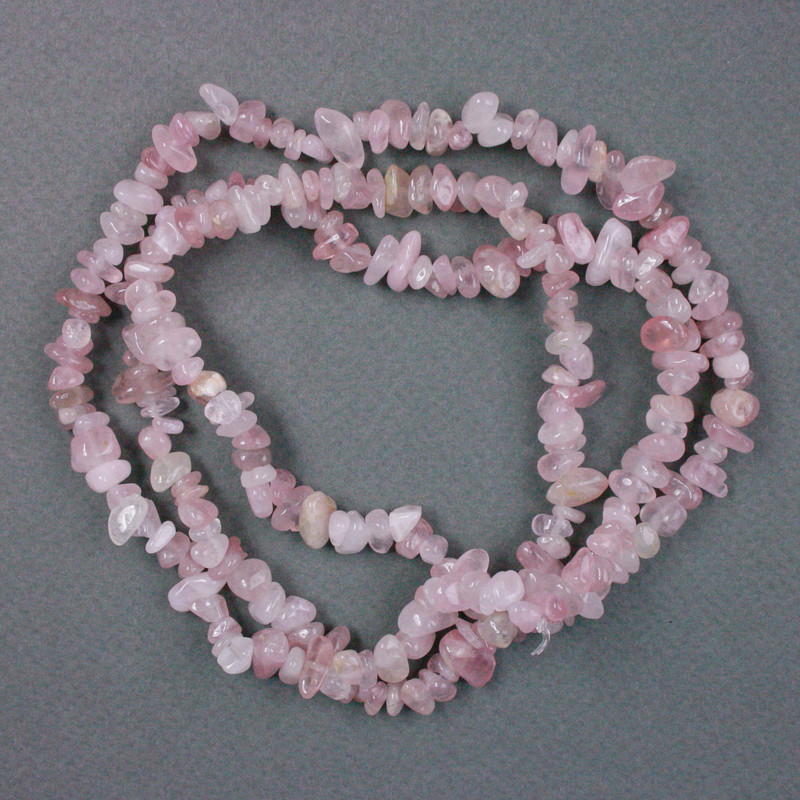 Beads on thread Rose quartz chip beads, 9x5 mm diameter, 80 cm length +-