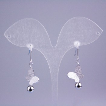 Xuping Rhodium Earrings with Crystals 'Butterfly', length 38mm+