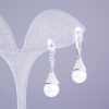 Xuping Rhodium-Plated Earrings with White Crystals and Majorca Pearl 30x10mm+