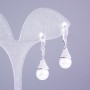 Xuping Rhodium-Plated Earrings with White Crystals and Majorca Pearl 30x10mm+