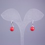 Xuping Rhodium-plated Earrings with White Crystals and Red Bead 17x8mm+