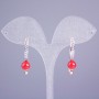 Xuping Earrings with 18K Gold Plating, White Crystals and Red Bead, 30x8 mm+