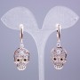 Xuping Earrings 18K Gold Plating with White and Black Stones, Skull Shape, Length 45mm+