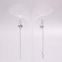Xuping Rhodium Long Stud Earrings with White Stones, 8mm Diameter, 10cm Length