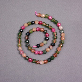 Tourmaline Beads on Thread, Natural Stone, Faceted Bead, 8 mm Diameter, 38 cm Length