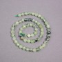 Prehnite natural stone beads on thread, faceted round beads, 6 mm diameter, 39 cm length