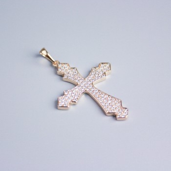 Xuping Pendant 18K Gold Plated Cross with White Crystals