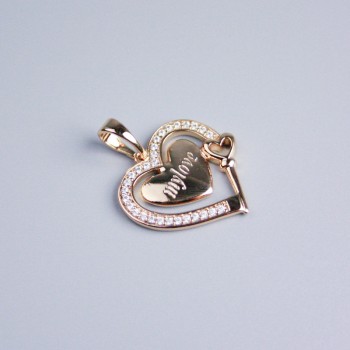 Кулон Xuping Позолота 18К Серце з білими стразами, діаметр 16х18мм+