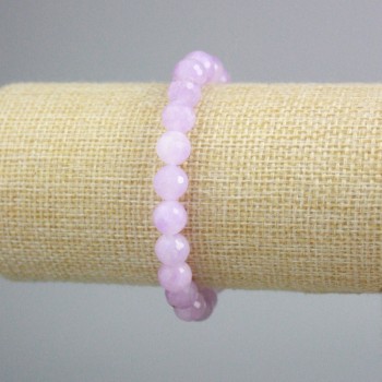 Kunzite Bracelet with Faceted Beads, 8.5 mm Diameter, 18 cm Length (Stretch)