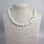 Aquamarine Necklace with Natural Gemstone, Faceted Beads, 11×9 mm Diameter, Length 47 cm