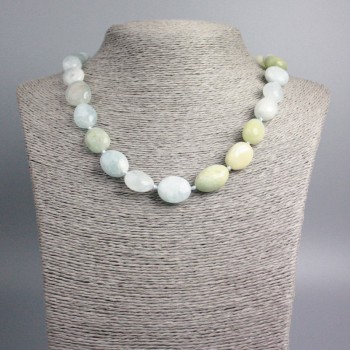 Morganite Necklace with Natural Morganite, Faceted Beads, 14x11 mm diameter, 49 cm length