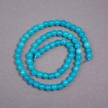 Aquamarine Beads on Thread, Natural Stone, Smooth Round Beads, Diameter 6 mm ±, Length 39 cm ±