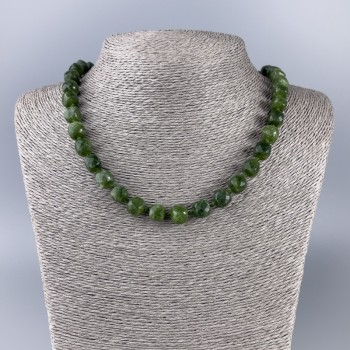 Jadeite Necklace with natural jadeite, faceted cube bead, 9x9 mm, 50 cm length
