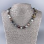 Assortment Necklace of Faceted Natural Stone Cubes, 9x9 mm, length 50 cm +/-