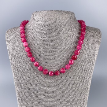 Pink Tourmaline Necklace with Natural Gemstone, Faceted Cube Beads, 9×9 mm diameter, 50 cm length