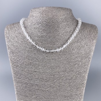 Rock Crystal Necklace with Faceted Cube Beads, diameter 5, 5x5, 5 mm ±, length 48 cm ±
