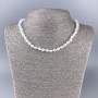 Necklace of White Quartz Beads with Acrylic Beads – Smooth Round Beads, 6.5 mm Diameter, 47 cm Length
