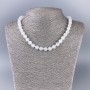 Necklace with White Acrylic Quartz — Smooth Beads, 8.5 mm diameter, 47 cm length