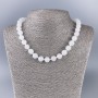 Necklace of White Quartz (synthetic acrylic) smooth beads, diameter 10.5 mm, length 45 cm