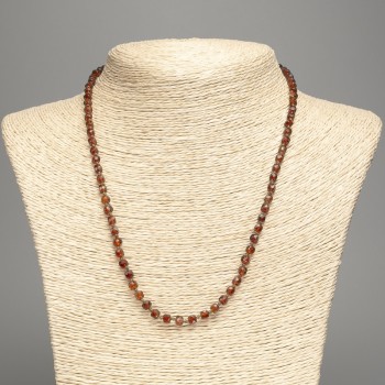 Garnet Necklace with Brownish Natural Faceted Cubes, 4x4 mm, Length 46 cm