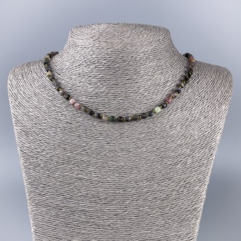 Tourmaline Necklace with natural gemstone, faceted cube beads, 4x4 mm diameter, length 50 cm+