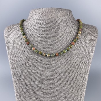 Heliotrope Jasper Necklace, Faceted 50 cm