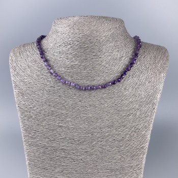 Amethyst Necklace with Natural Amethyst Faceted Cubes, Diameter 4.5×4.5 mm, Length 50 cm