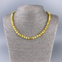 Yellow Jadeite Necklace with Faceted Cube Beads, Natural Stone, Diameter 5.5 x 5 mm, Length 50 cm