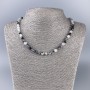 Rutilated quartz necklace with faceted cubes, natural stone, diameter 5–5.5 mm, length 49 cm+