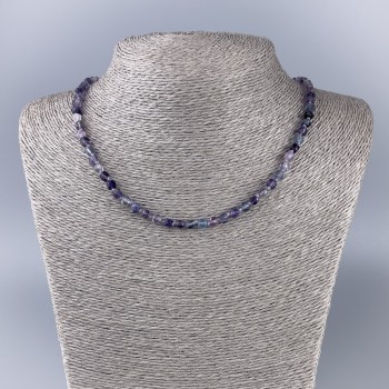 Fluorite Necklace - Natural Stone, Faceted Cube Beads, 4.5x4.5 mm, Length 51 cm ±