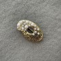 Accent Brooch with White Pearls, Gold-Tone Metal 40x25mm +