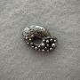 Accent Brooch with Gray 'pearls', Dark-Silver Metal 40x25mm +