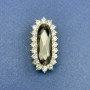 Brooch Accent with Gray Crystal and White Rhinestones, Gold-Toned Metal, 36×18 mm +
