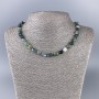 Moss Agate Necklace with natural stone, faceted beads, diameter 8×10 mm ±, length 47 cm ±