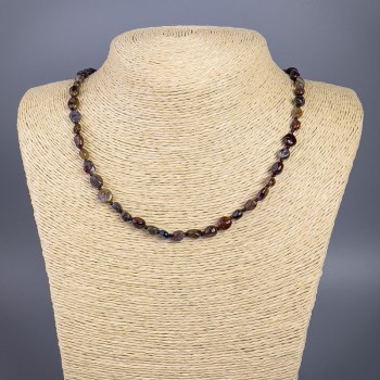 Petersite necklace, natural stone, faceted beads, 6x8 mm diameter, length 51 cm