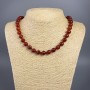Carnelian necklace with natural stone, faceted beads, 10 mm diameter, 49 cm length