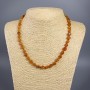 Carnelian natural stone faceted bead necklace, 7x8 mm, length 49 cm